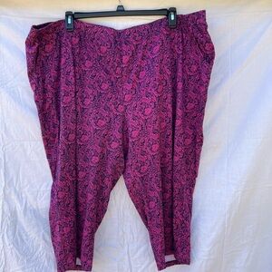 Catherines Multicolor Sleepwear Capris Pink and Black Paisley Size 4X